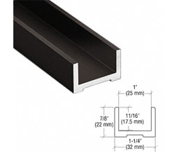 CRL EB750DU CRL/Blumcraft® Wet Glaze U-Channel for 3/4" (19 mm) Glass 120" - Dark Bronze
