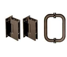 CRL GENS30RB Geneva Shower Door Hinge and Pull Handle Set - Oil Rubbed Bronze  