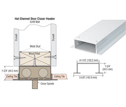 CRL HH4WHS 4" Hat Channel for 36" Single Door Closer Header - White