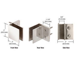 CRL MFCW10 Wall Mount Square Mall Front Clamp - Polished Stainless