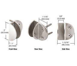 CRL MFCW14 Wall Mount Round Mall Front Clamp - Polished Stainless