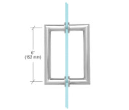 CRL MT6X6CH "MT" Series 6" Round Tubing Mitered Corner Back-to-Back Pull Handle - Polished Chrome