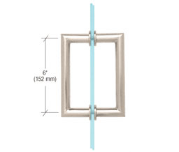 CRL MT6X6PN "MT" Series 6" Round Tubing Mitered Corner Back-to-Back Pull Handle - Polished Nickel