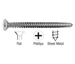 CRL P815SS Phillips 38 mm Stainless Steel Flat Head Sheet Metal Screws - Stainless Steel
