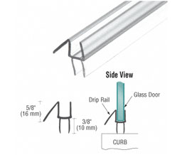CRL P956WS Co-Extruded Bottom Wipe with Drip Rail for 5/16" Glass - Clear