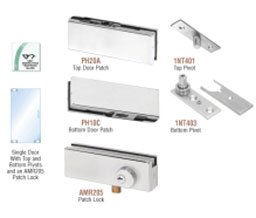 CRL PHA1LA North American Series Patch Door Kit - With Lock - Satin Anodized