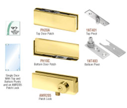 CRL PHA1LBR North American Series Patch Door Kit - With Lock - Polished Brass