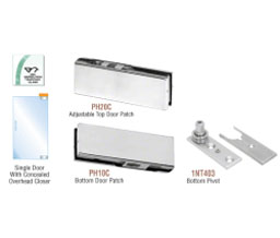 CRL PHA2PS North American Series Patch Door Kit for Use with Overhead Door Closer - Without Lock - Polished Stainless