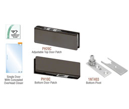 CRL PHA2DU North American Series Patch Door Kit for Use with Overhead Door Closer - Without Lock - Black Bronze Anodized