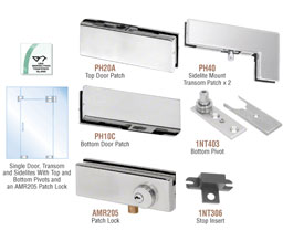CRL PHA5LBS North American Series Patch Door Kit for Use with Fixed Transom and Two Sidelites - With Lock - Brushed Stainless