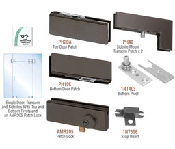 CRL PHA5LDU North American Series Patch Door Kit for Use with Fixed Transom and Two Sidelites - With Lock - Black Bronze Anodized