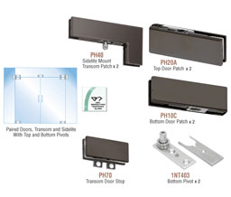 CRL PHA8DU North American Series Patch Door Kit for Double Doors for Use with Fixed Transom and Two Sidelites - Without Lock - Black Bronze Anodized