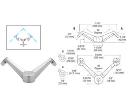 CRL PMH2V90BS Heavy Duty 90 Degree 2V Arm Column Mount Spider - Brushed Stainless
