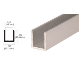 CRL SDCD12PN 95"- 3/8" to1/2" Fixed Panel Shower Door Deep U-Channel - Polished Nickel