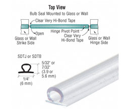CRL SDTJ Translucent Vinyl Bulb Seal 5/32" Gap