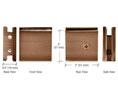 CRL SGCU1BBRZ Square Style Notch-in-Glass Fixed Panel U-Clamp - Brushed Bronze