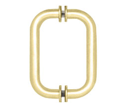 CRL SPH8SB 8" Back-to-Back Solid Brass 3/4" Diameter Pull Handles with Metal Washers - Satin Brass