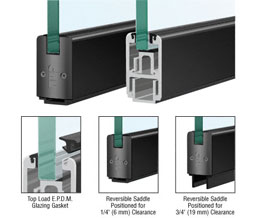 CRL SR2SBL12240 Low Profile Square Sidelite Rail With Saddle 2-5/16" x 240" Length - Black Powder Coat