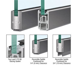 CRL SR2SBS12SL Low Profile Square Sidelite Rail With Saddle 2-5/16" x 120" Length - Brushed Stainless