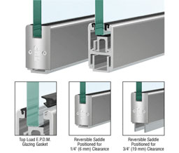 CRL SR2SA12240 Low Profile Square Sidelite Rail With Saddle 2-5/16" x 240" Length - Satin Anodized