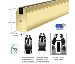 CRL SR4TPB3812SL 4" Tapered Sidelite Rail - Polished Brass