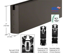 CRL SR6SDU3812240 6" x 240" Length Square Sidelite Rail - Black Bronze Anodized