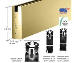 CRL SR6SPB34SL 6" x 120" Length Square Sidelite Rail for 3/4" Glass - Polished Brass