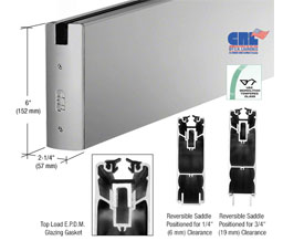 CRL SR6SSA34SL 6" x 120" Length Square Sidelite Rail for 3/4" Glass - Satin Anodized