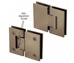 CRL V1E380BBRZ Vienna 380 Series Adjustable 180 Degree Glass-to-Glass Hinge - Brushed Bronze