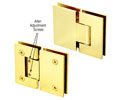 CRL V1E380BR  Vienna 380 Series Adjustable 180 Degree Glass-to-Glass Hinge - Brass