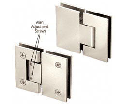 CRL V1E380PN Vienna 380 Series Adjustable 180 Degree Glass-to-Glass Hinge - Polished Nickel