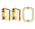 CRL V1ES3BR Vienna Shower Door Hinge and Pull Handle Set - Polished Brass