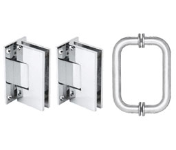 CRL V1ES3CH Vienna Shower Door Hinge and Pull Handle Set - Polished Chrome  