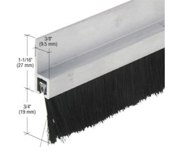 CRL WS497AV96 96" Extruded Aluminum and Nylon Brush Door 3/4" Bristle Weatherstrip - Aluminum