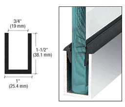 CRL WU1BASL Wet Glaze 1-1/2" Deep U-Channel 120" Stock Length - Brite Anodized