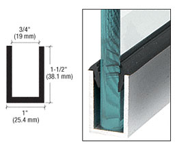 CRL WU1BSA240 Wet Glaze 1-1/2" Deep U-Channel 240" Stock Length - Brushed Stainless Anodized