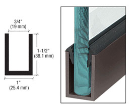 CRL WU1DU240 Wet Glaze 1-1/2" Deep U-Channel 240" Stock Length - Black Bronze Anodized