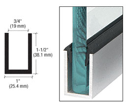 CRL WU1SA240 Wet Glaze 1-1/2" Deep U-Channel 240" Stock Length - Satin Anodized