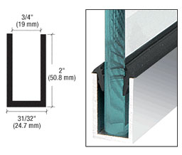 CRL WU2BA240 Wet Glaze 2" Deep U-Channel 240" Stock Length - Brite Anodized