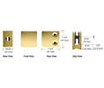 CRL Z130BR Z-Series Zinc Small Square Glass Clamp for 1/4" and 5/16" Glass - Polished Brass