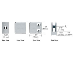 CRL Z130SC Z-Series Zinc Small Square Glass Clamp for 1/4" and 5/16" Glass - Satin Chrome