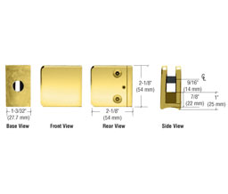 CRL Z135BR Z-Series Large Square Clamp for 3/8" Glass - Polished Brass
