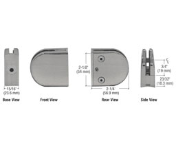 CRL Z206BN Z-Series Round Type 2" Radius Base Zinc Clamp for 1/4" and 5/16" Glass - Brushed Nickel