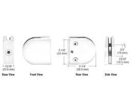 CRL Z206W Z-Series Round Type 2" Radius Base Zinc Clamp for 1/4" and 5/16" Glass - White