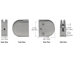 CRL Z212BN Z-Series Round Type Radius Base Zinc Clamp for 1/2" Glass - Brushed Nickel
