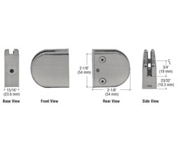 CRL Z406BN Z-Series Round Type Flat Base Zinc Clamp for 1/4" and 5/16" Glass - Brushed Nickel