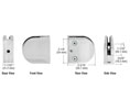 CRL Z412SC Z-Series Round Type Flat Base Zinc Clamp for 1/2" Glass - Satin Chrome