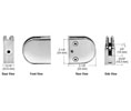 CRL Z506PS Z-Series Round Type Flat Base Stainless Steel Clamp for 1/4" and 5/16" Glass - Polished Stainless