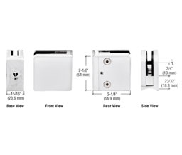 CRL Z606W Z-Series Square Type Radius Base Zinc Clamp for 1/4" and 5/16" Glass - White