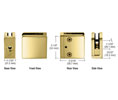 CRL Z812BR Z-Series Square Type Flat Base Zinc Clamp for 1/2" Glass - Polished Brass